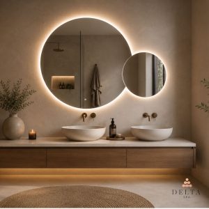 LED ogledalo DELTA SPA ORBIS fi 90 + fi 45 cm