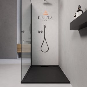 Pravokotna tuš kad DELTA SPA STONE 120 × 90 črna